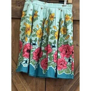 Grace Karin Bees Floral Retro Style Pleated Skirt with POCKETS Women’s Sz  M